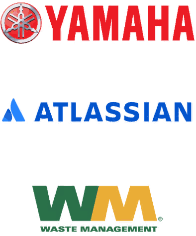 Client logos: Yamaha, Atlassian, Waste Management